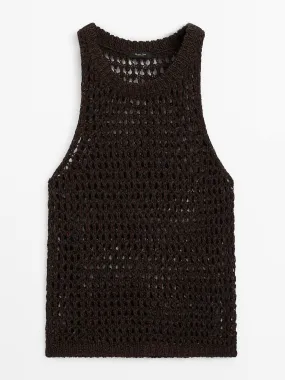Cotton blend cutwork top