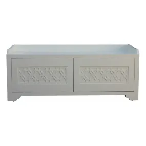 Custom Bedroom Storage Bench with Geometric Lattice Tracery