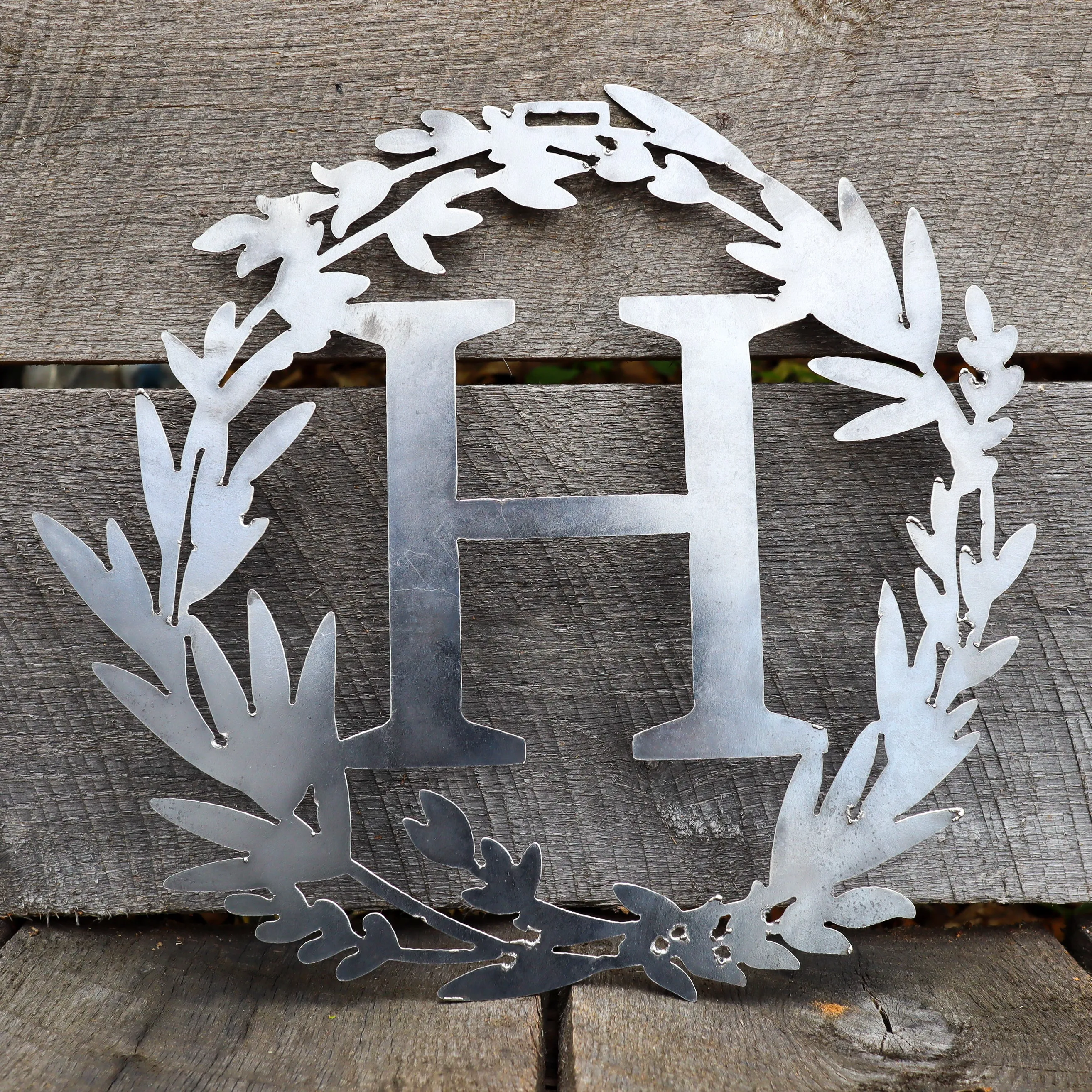 Custom Metal Monogram Spring Wreath - Spring Wreath For Front Door, Personalized Gifts, Front Door Sign, Wedding Signs