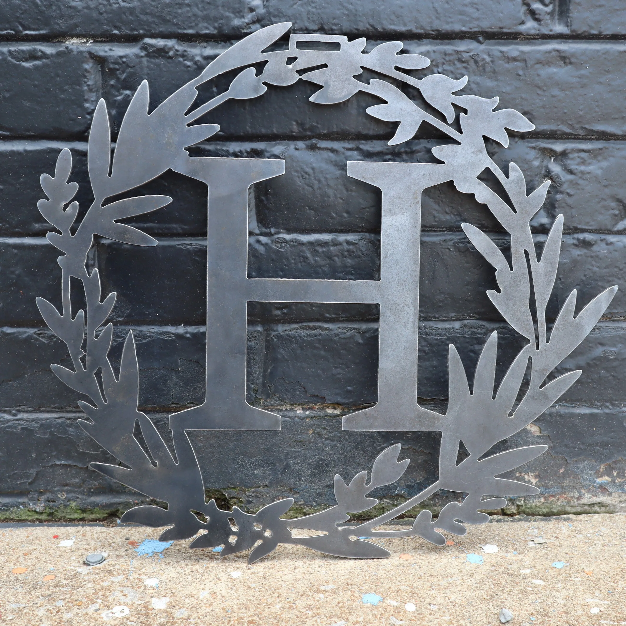 Custom Metal Monogram Spring Wreath - Spring Wreath For Front Door, Personalized Gifts, Front Door Sign, Wedding Signs