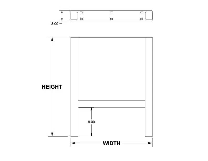 Customizable H Tube Table Leg - Raw Steel