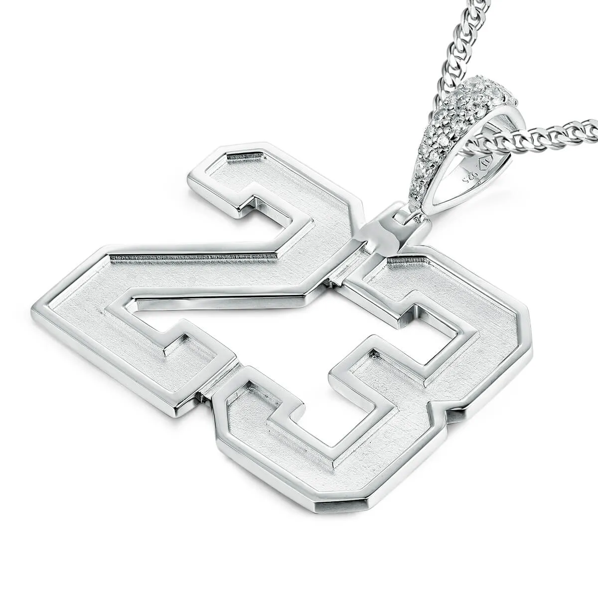 Customizable Number Pendant | Raised Beveled Edge
