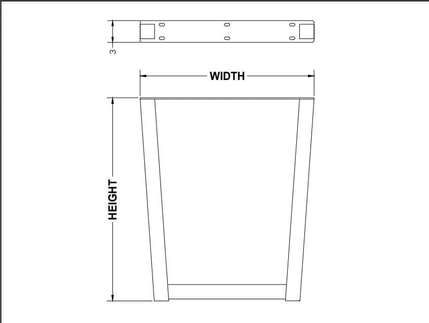 Customizable Trapezoid Narrow Tube Leg - Raw Steel