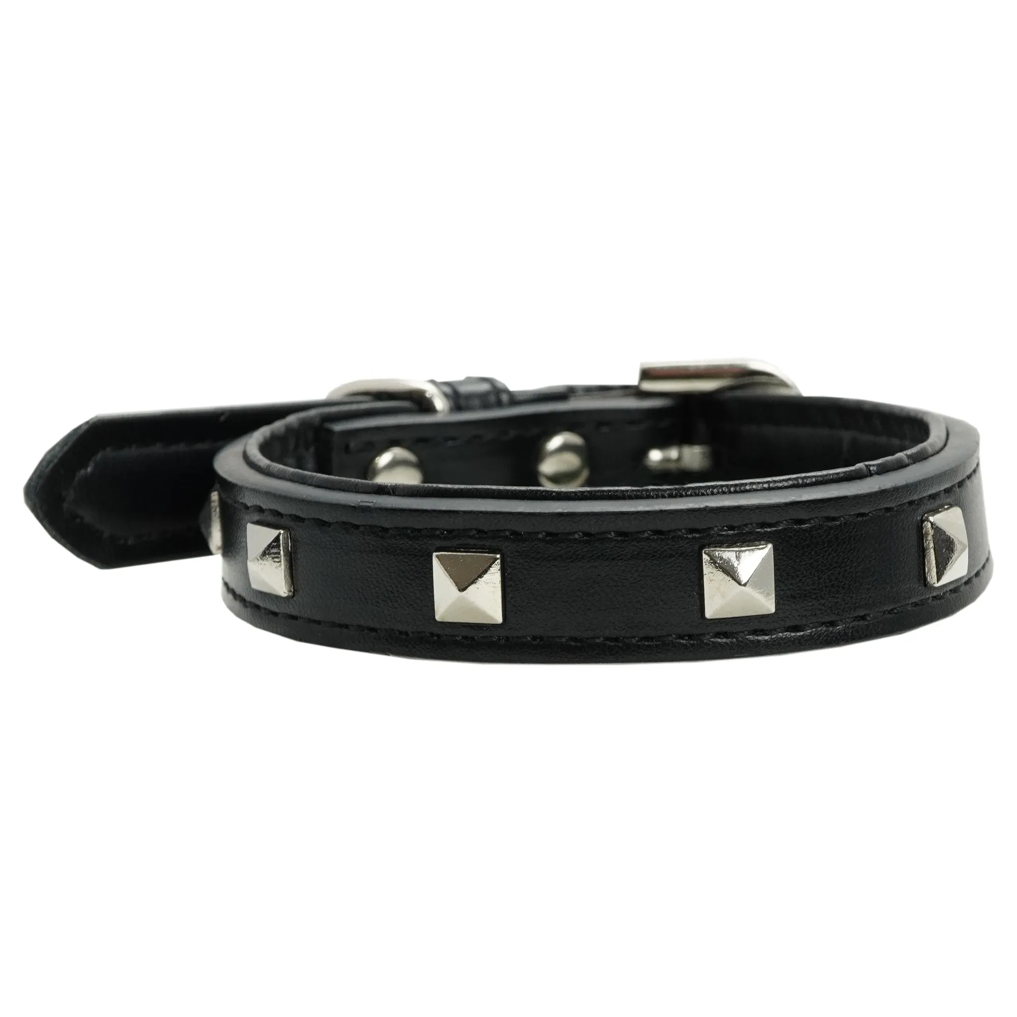 Dan & Sam - Vegan Leather Dog Collar (Black Square Stud)