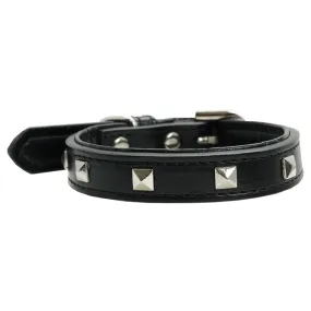 Dan & Sam - Vegan Leather Dog Collar (Black Square Stud)