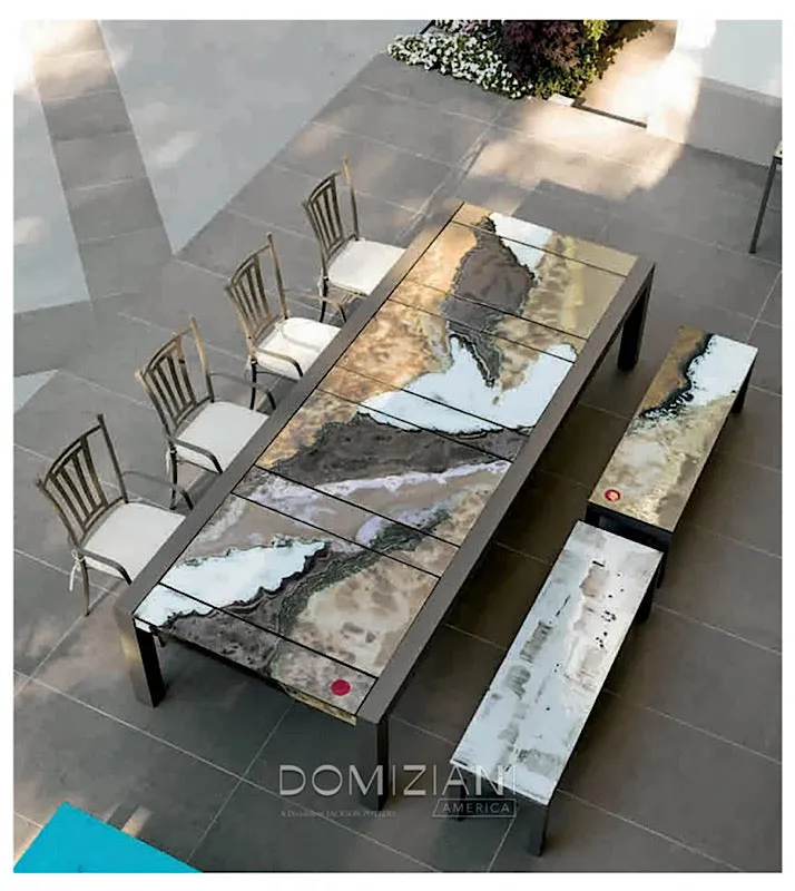Domiziani Lava Stone Rectangular 87" x 44" Tabletop, 2 Pieces - Roccia