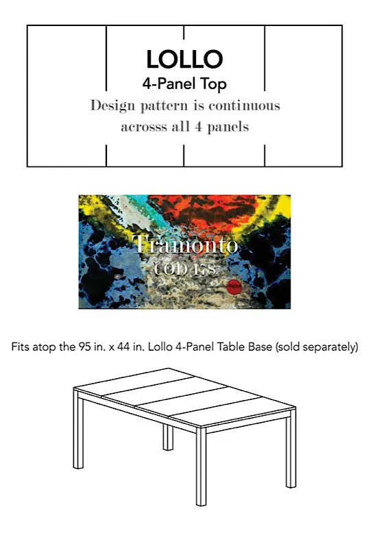 Domiziani Lava Stone Rectangular Tabletop, 4 Panels - Tramonto
