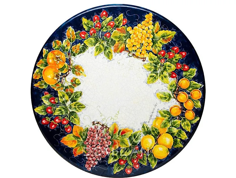 Domiziani Lava Stone Round 32" Tabletop - Blue, Yellow & Purple