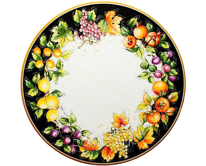 Domiziani Lava Stone Round 40" Tabletop - Black, Orange & Purple