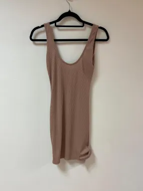 Dust pink ribbed bodycon mini dress, Missguided, Size 8 (Elastane, Polyester)