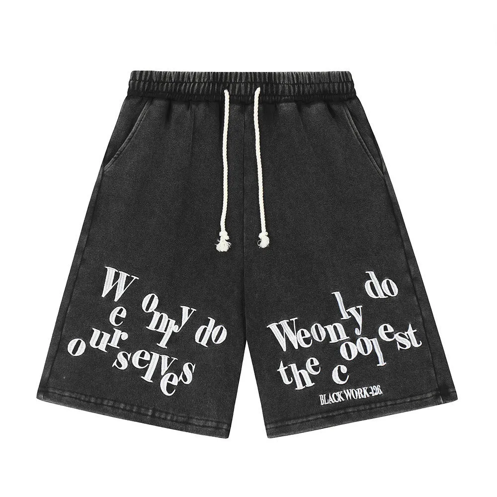 Fashion English Letter Loose Shorts Men