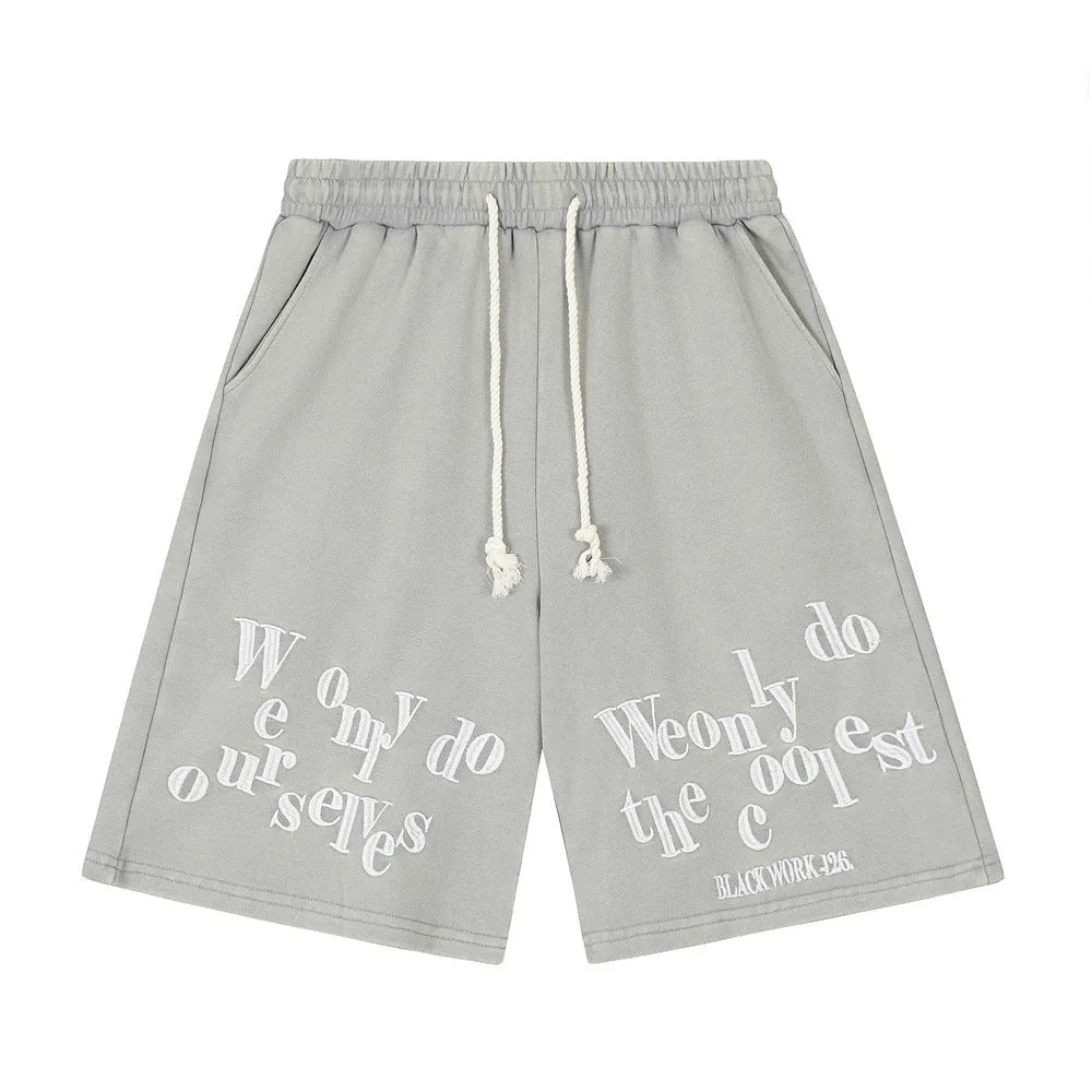 Fashion English Letter Loose Shorts Men