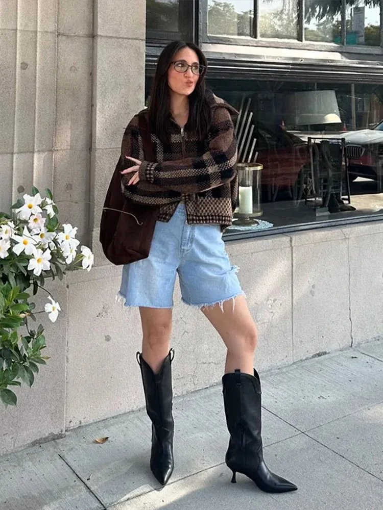Fashionkova Plaid  Jacket Woman Coat Single Breasted Office Lapel Pocket Casual Thicken Top Ladies Spring High Street Warm Streetwear 2025