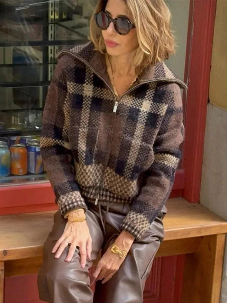 Fashionkova Plaid  Jacket Woman Coat Single Breasted Office Lapel Pocket Casual Thicken Top Ladies Spring High Street Warm Streetwear 2025