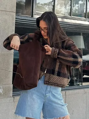 Fashionkova Plaid  Jacket Woman Coat Single Breasted Office Lapel Pocket Casual Thicken Top Ladies Spring High Street Warm Streetwear 2025