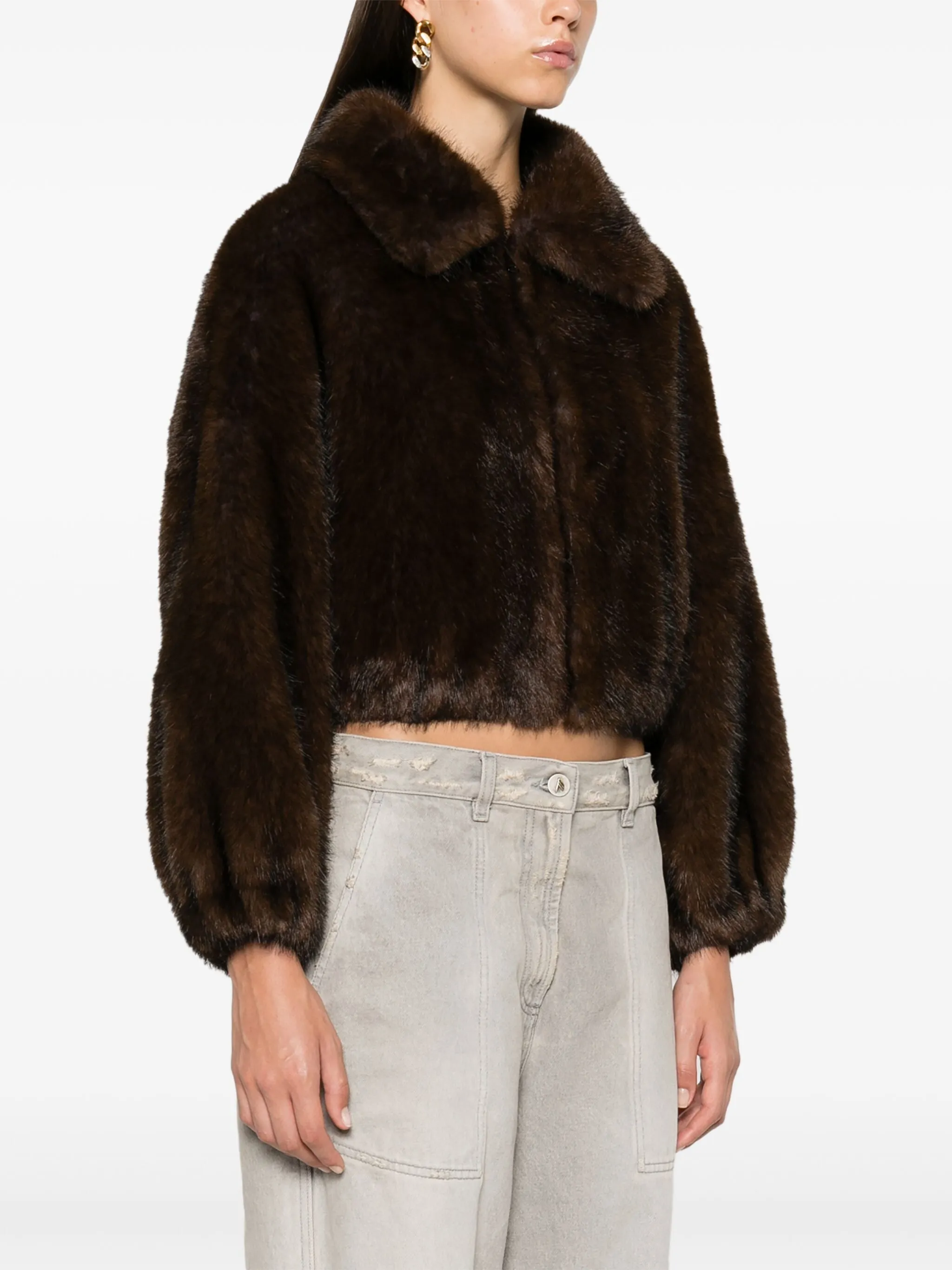 Faux Fur Bomber Jacket - Frost