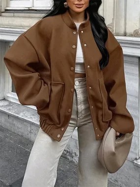 Flytonn Winter Vintage Pocket Outwear Female Patchwork Loose Casual Lapel Long Sleeve Casual Solid Streetwear Women's Coat 2024