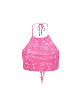 Fuchsia Pointelle Knit Top