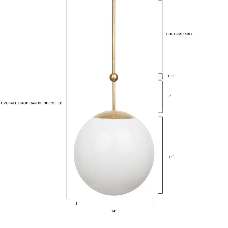 Globe and Ball Pendant Light 14 inch Brass