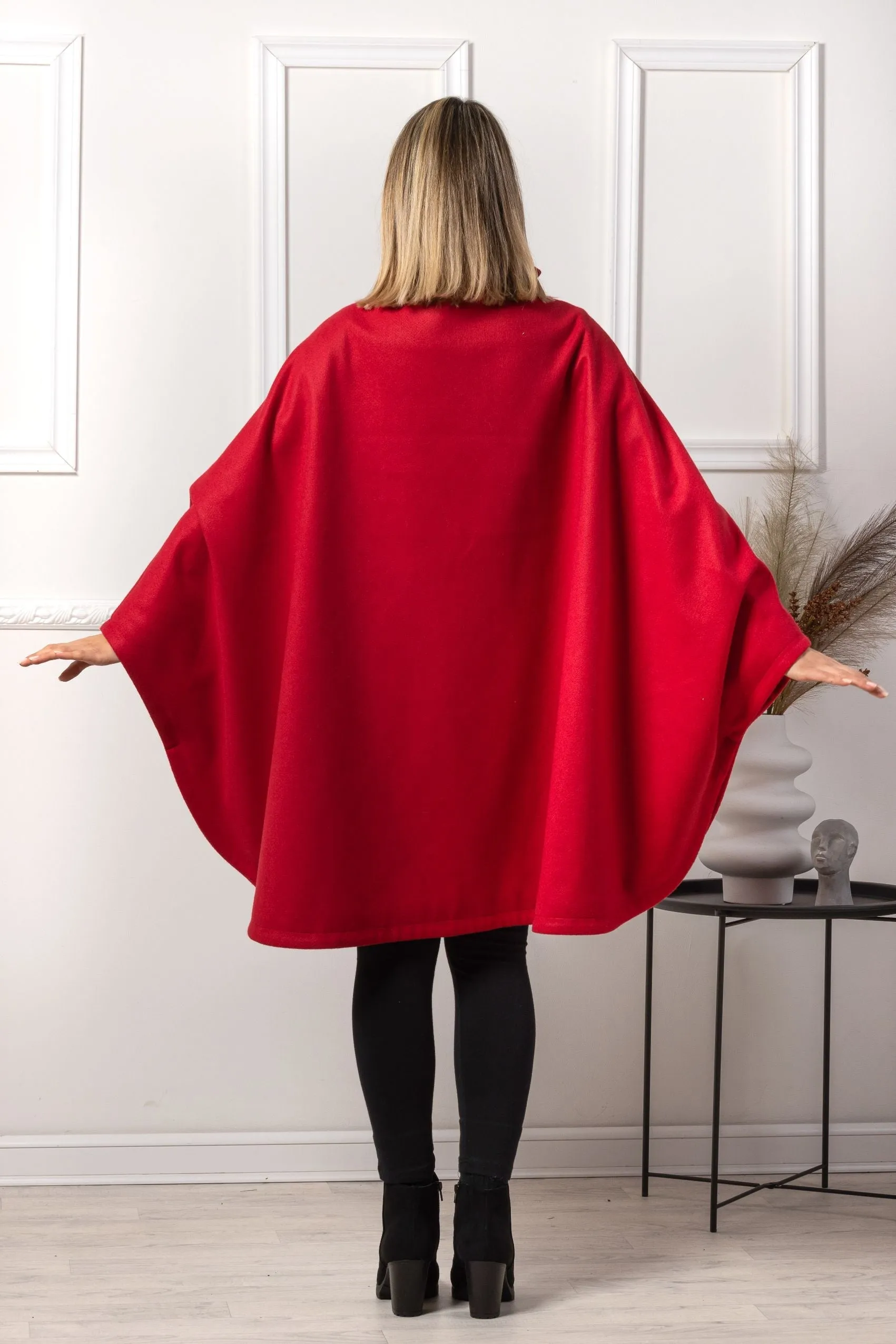 Gray Collared Loose Cape Coat