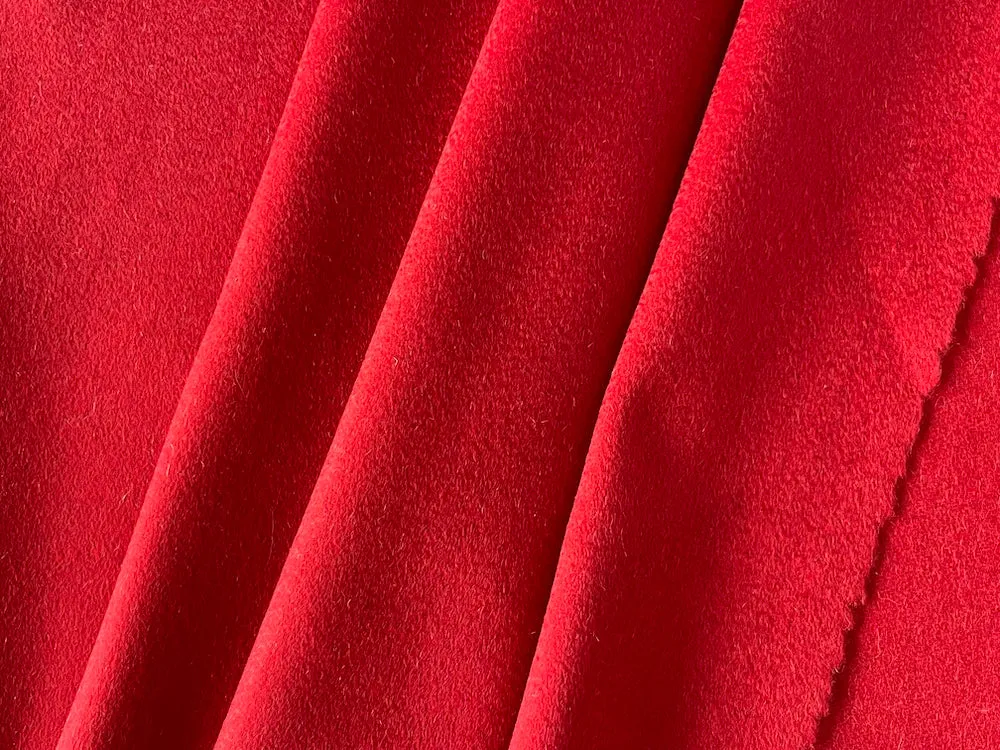 High-End Lustrous Lipstick Red Cashmere Coating (Made in Italy)
