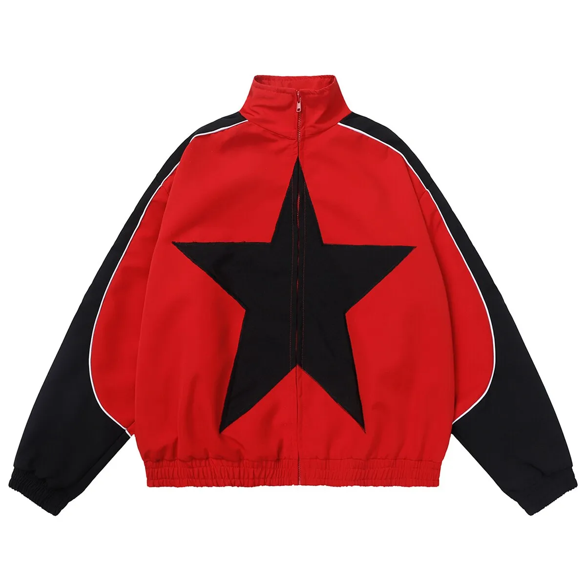 Hip Hop Streetwear Jackets Star Splicing Harajuku Loose Coat Men Spring Autumn Casual Camping Jackets Outwear