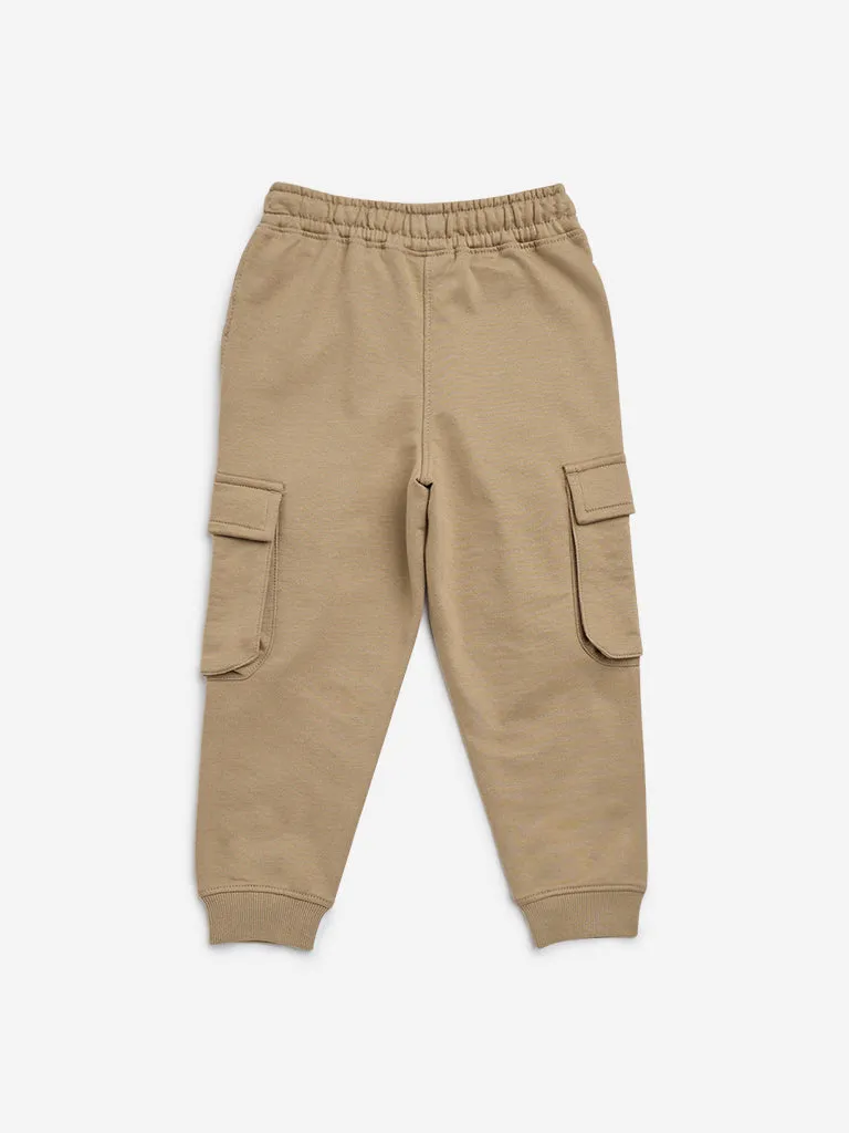 HOP Kids Taupe Cargo-Style Mid-Rise Joggers