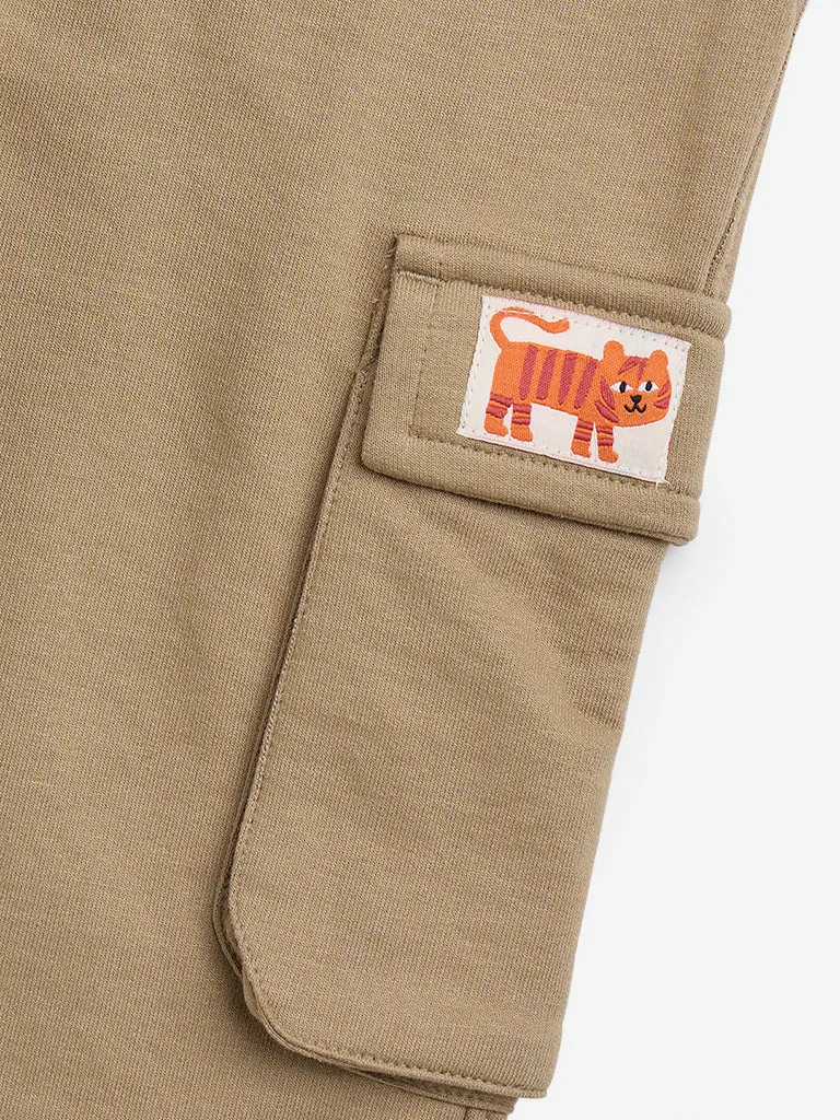 HOP Kids Taupe Cargo-Style Mid-Rise Joggers