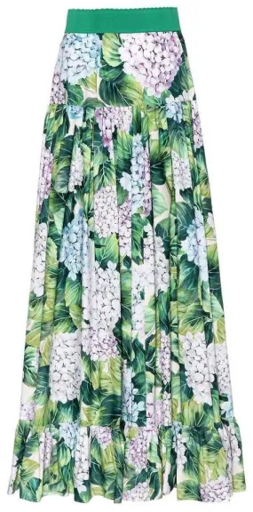Hydrangea Print Maxi Skirt