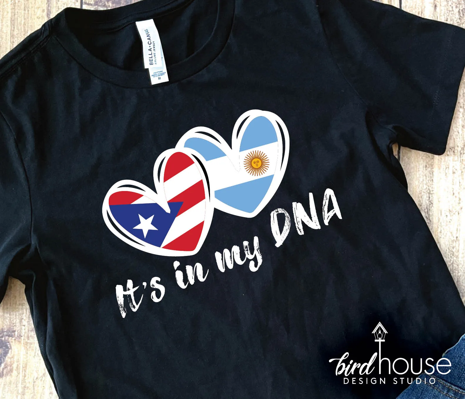 It's in my DNA, Hearts with Hispanic Heritage Flag Shirt, Any Country Flags