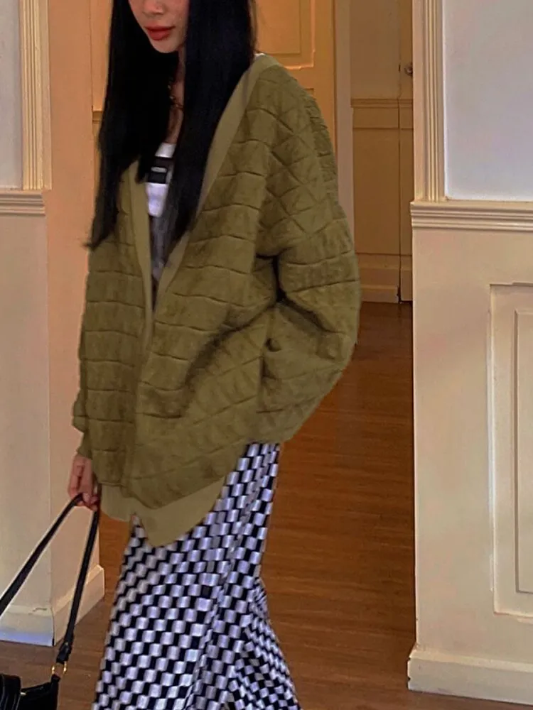 Joskaa Cyber Monday Sales Weiyao Long Sleeves V Neck Buttons Sexy Oversized Solid Jacket Coat 2024 Autumn Winter Women New Outfits Y2K Streetwear Party