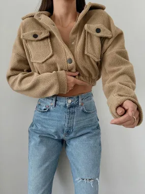 Joskaa HEYounGIRL Fuzzy Women Jacket Autumn Winter Casual Long Sleeve Bomber Outwear Streetwear Outfits Fashion Female Coat Harajuku
