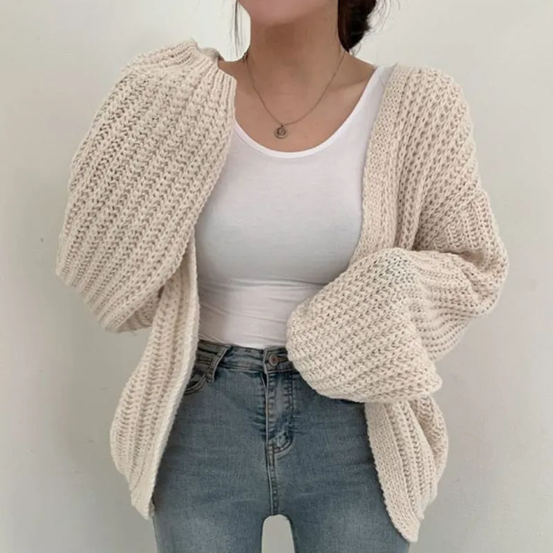Joskaa MEXZT Vintage Harajuku Lantern Sleeve Women Cardigan Sweater Casual Korean Fall Streetwear Tops Coat Chic Lazy Wind Y2k Sweater