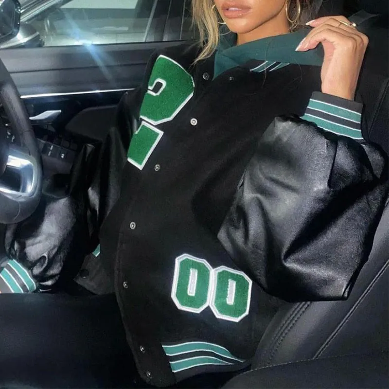 Joskaa Spring And Autumn Vibe Style Baseball Uniform New Bomber Jacket For Women Fashion Retro Clothes Streetwear Oversized Coat