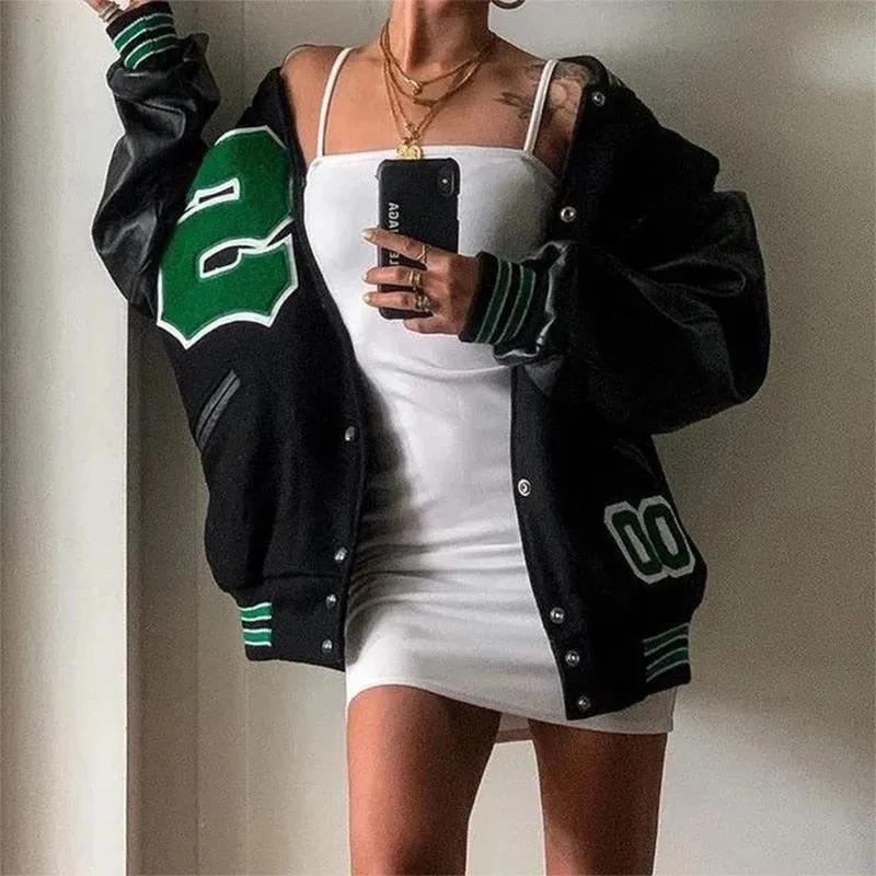 Joskaa Spring And Autumn Vibe Style Baseball Uniform New Bomber Jacket For Women Fashion Retro Clothes Streetwear Oversized Coat