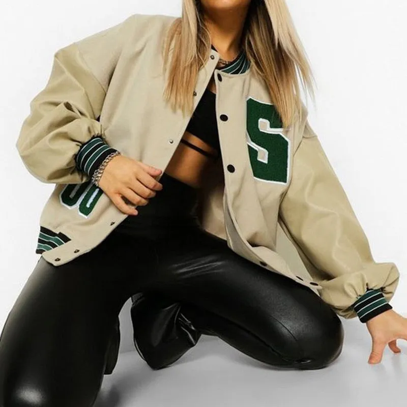 Joskaa Spring And Autumn Vibe Style Baseball Uniform New Bomber Jacket For Women Fashion Retro Clothes Streetwear Oversized Coat