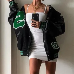 Joskaa Spring And Autumn Vibe Style Baseball Uniform New Bomber Jacket For Women Fashion Retro Clothes Streetwear Oversized Coat