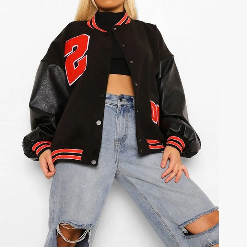 Joskaa Spring And Autumn Vibe Style Baseball Uniform New Bomber Jacket For Women Fashion Retro Clothes Streetwear Oversized Coat