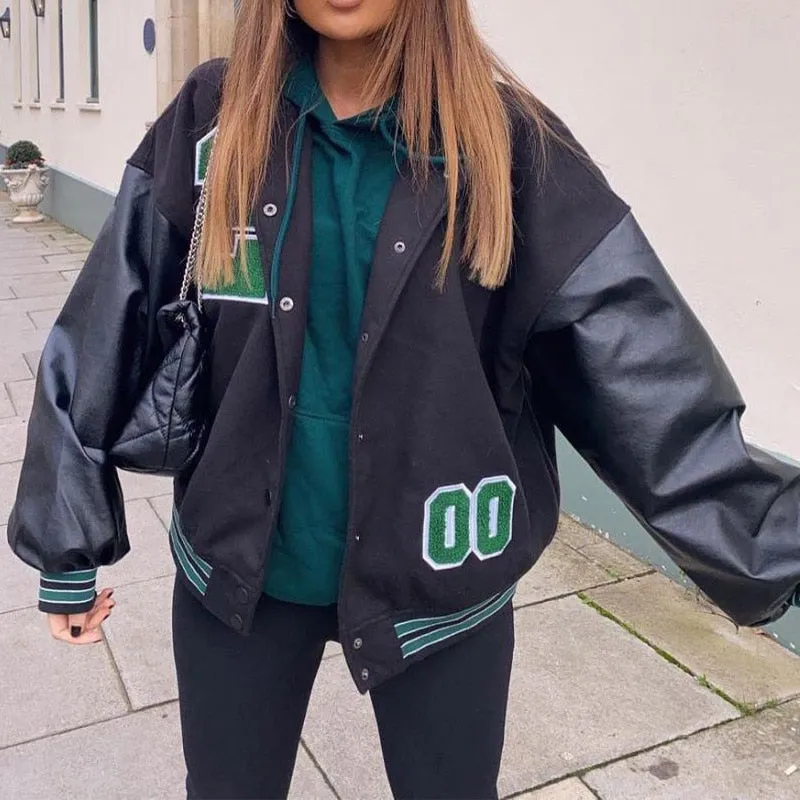 Joskaa Spring And Autumn Vibe Style Baseball Uniform New Bomber Jacket For Women Fashion Retro Clothes Streetwear Oversized Coat