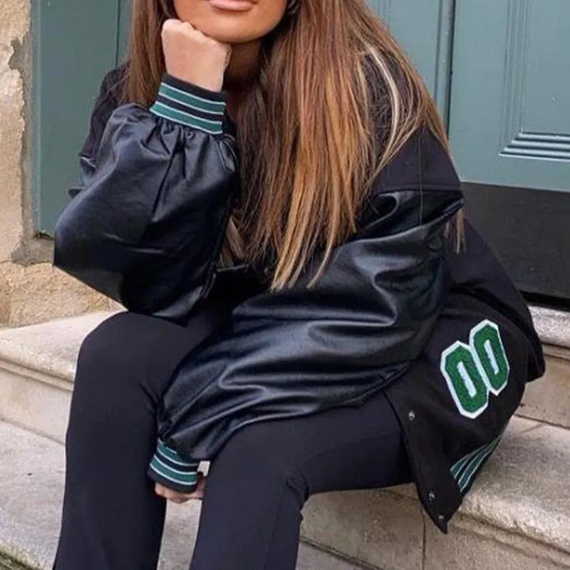 Joskaa Spring And Autumn Vibe Style Baseball Uniform New Bomber Jacket For Women Fashion Retro Clothes Streetwear Oversized Coat