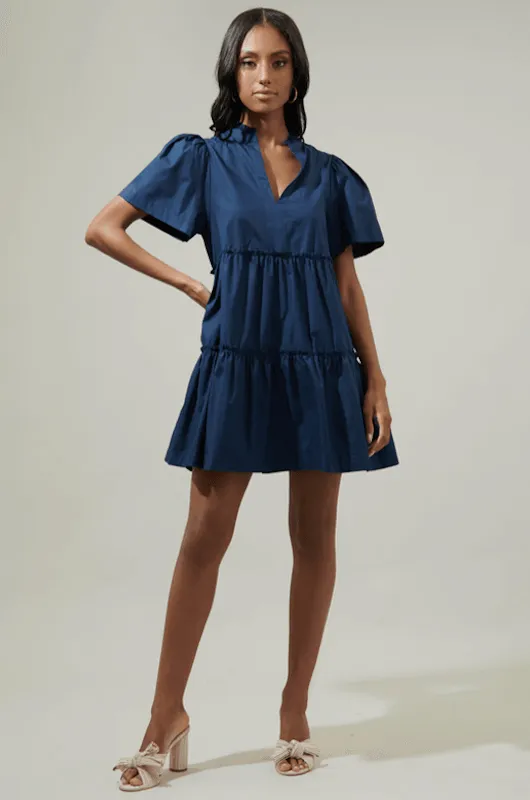 Julissa Babydoll Dress Navy
