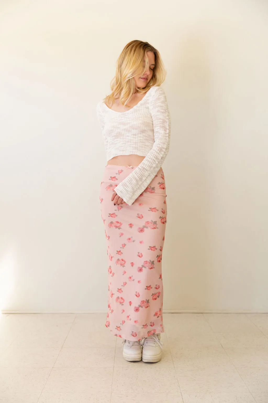 Just Wanna Floral Mesh Maxi Skirt