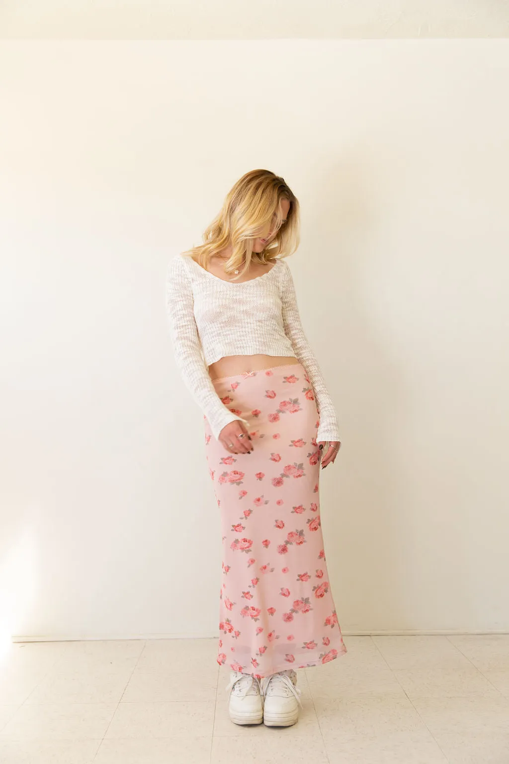Just Wanna Floral Mesh Maxi Skirt