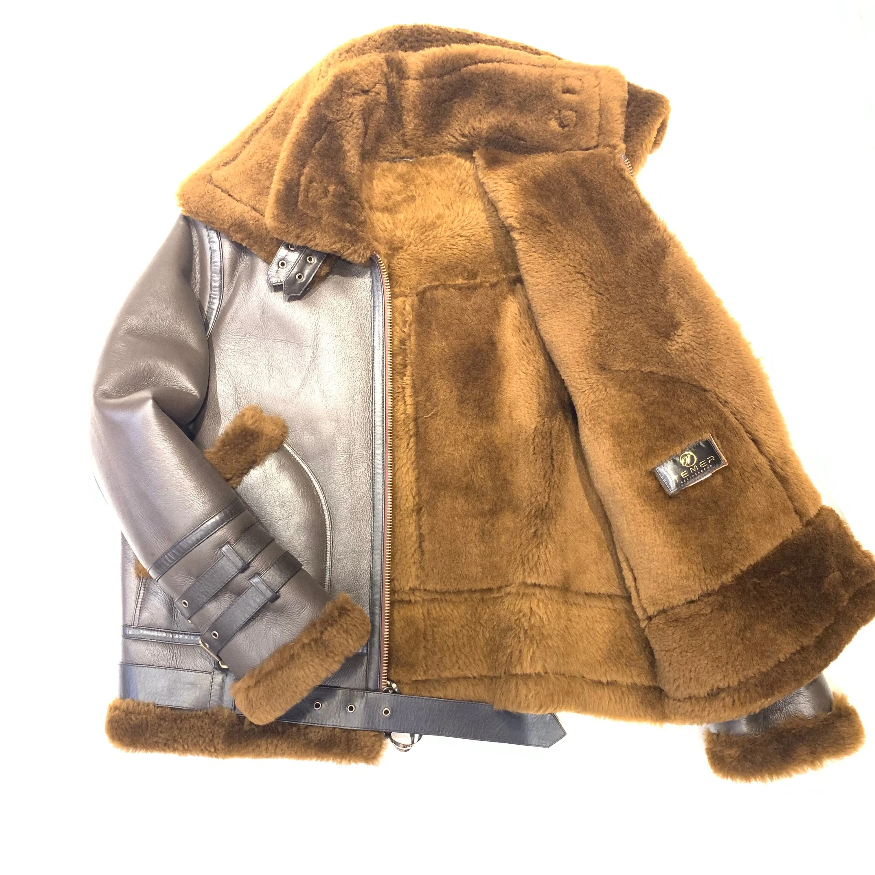 Kashani Men's Chocolate Brown Shearling Jacket
