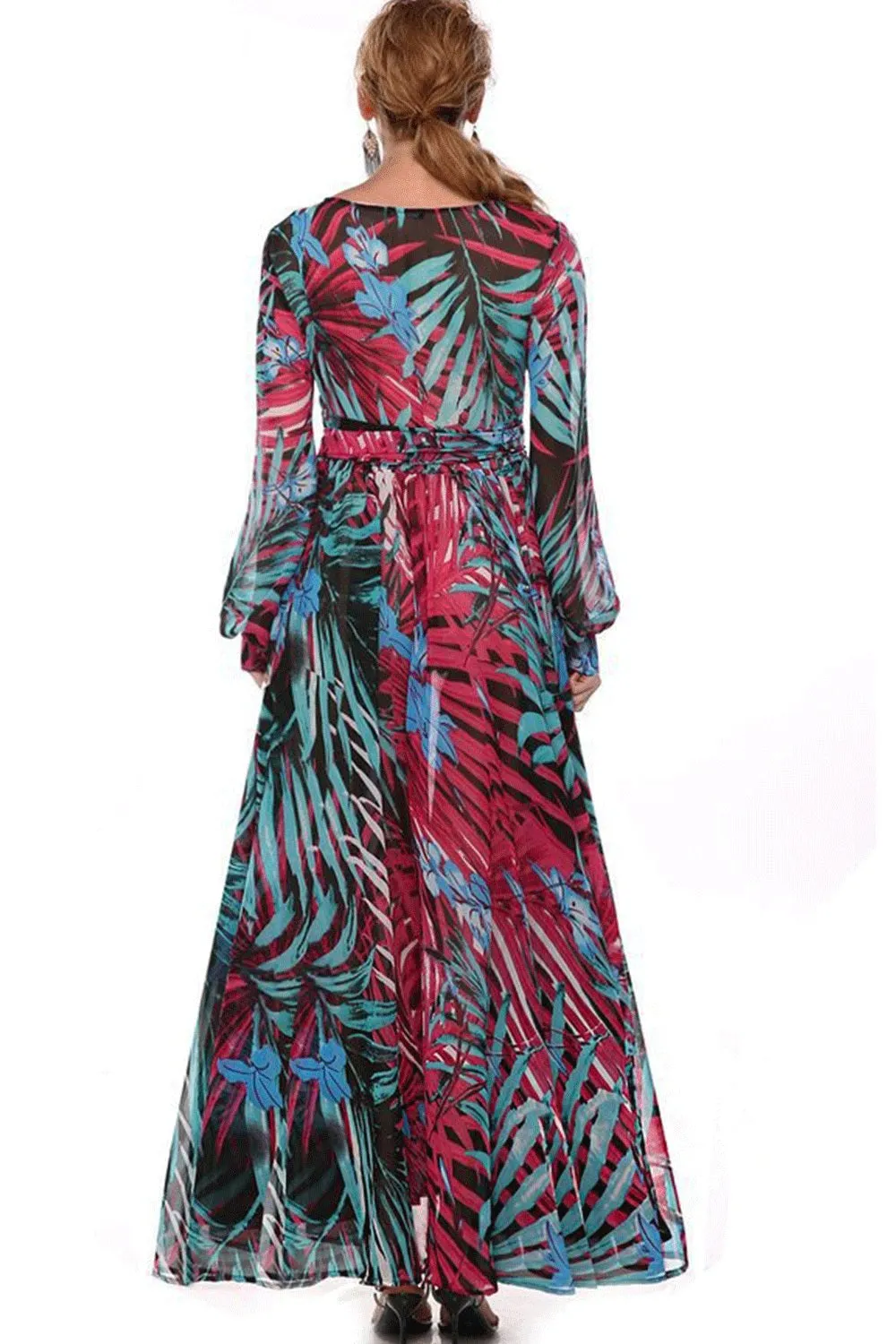 Ketty More Women Chiffon Multi Colors V-Neck Long Dress-KMWD338