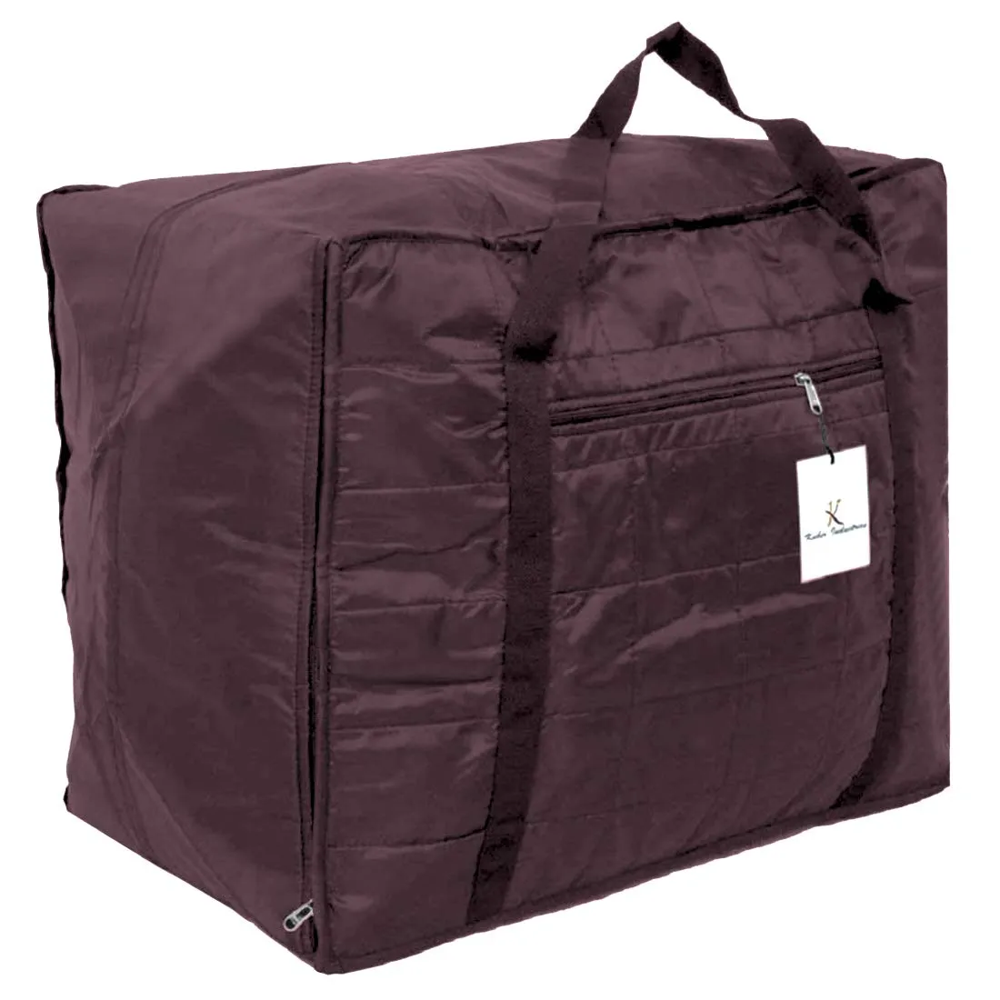 Kuber Industries Parachute 2 Pieces Jumbo Attachi Bag Travel Handbag Storage Carrying Bag, Blanket Cover, Duffle, Travel Multi -Purpose Bag (Black & Brown) CTKTC034676