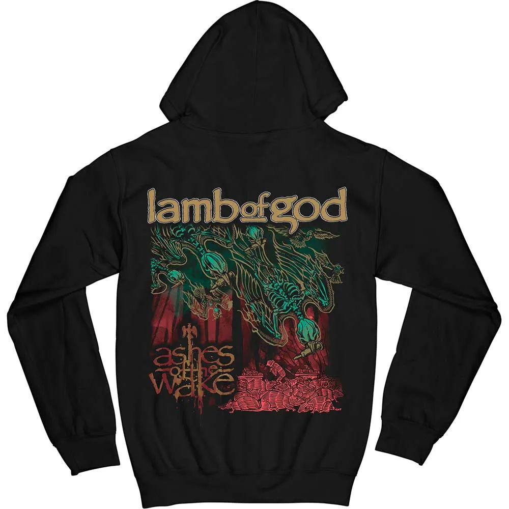 Lamb Of God Unisex Zipped Hoodie: Ashes of the Wake Album Cover (Back Print)