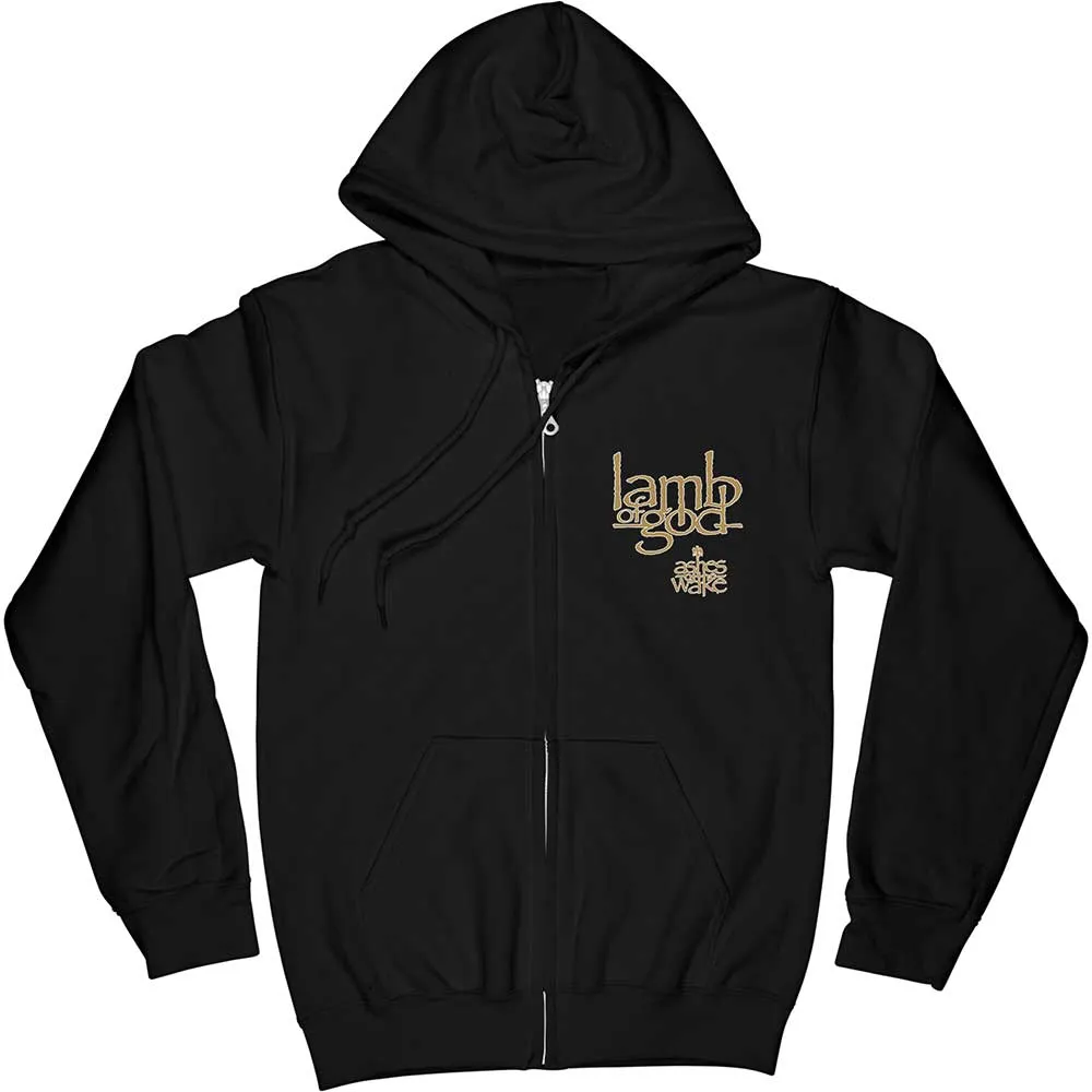 Lamb Of God Unisex Zipped Hoodie: Ashes of the Wake Album Cover (Back Print)