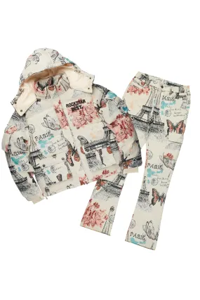 Lamont Beige Multi Puffer & Lamont Tapestry Jean Bundle