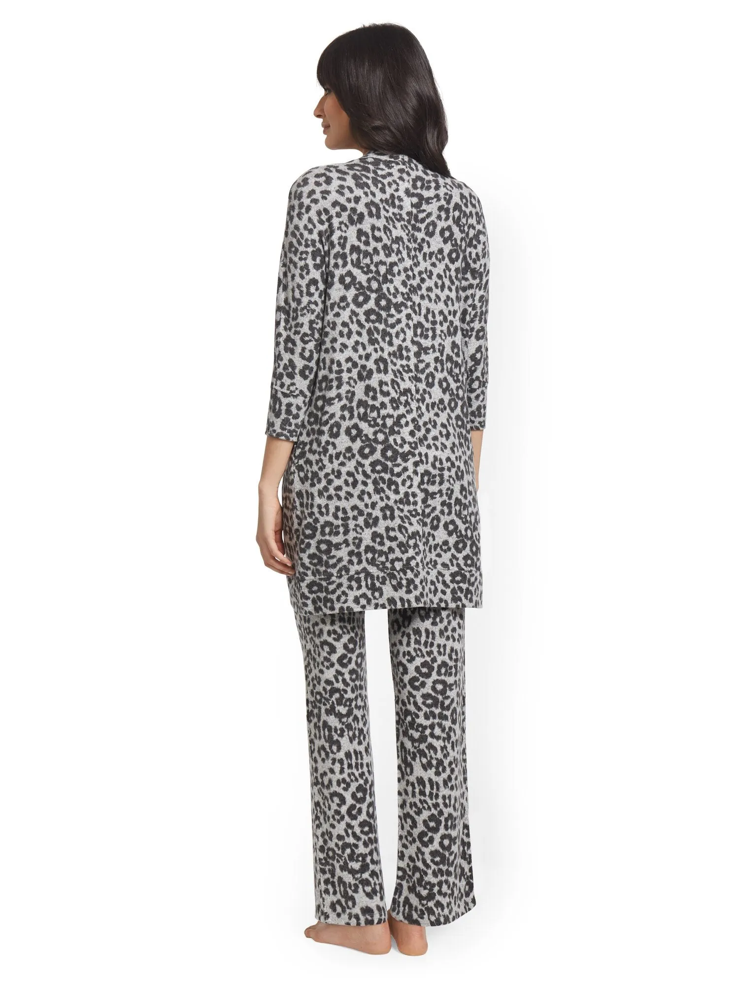 Leopard-Print Super-Soft Knit Duster Cardigan